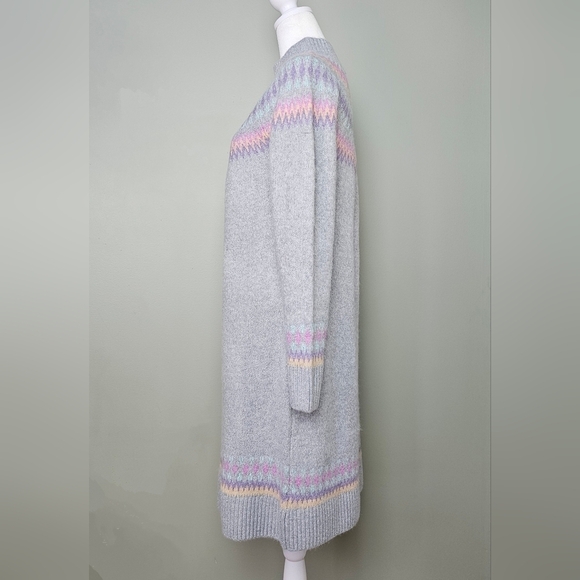 TORRID Mini Vegan Cashmere Mock Neck Sweater Dress | color Fair Isle Gray - Picture 7 of 12